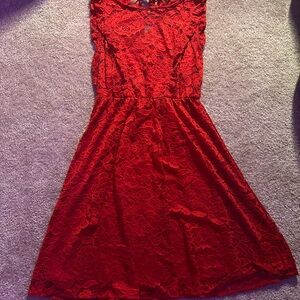 LC Lauren Conrad Red Sleeveless A-Line Dress